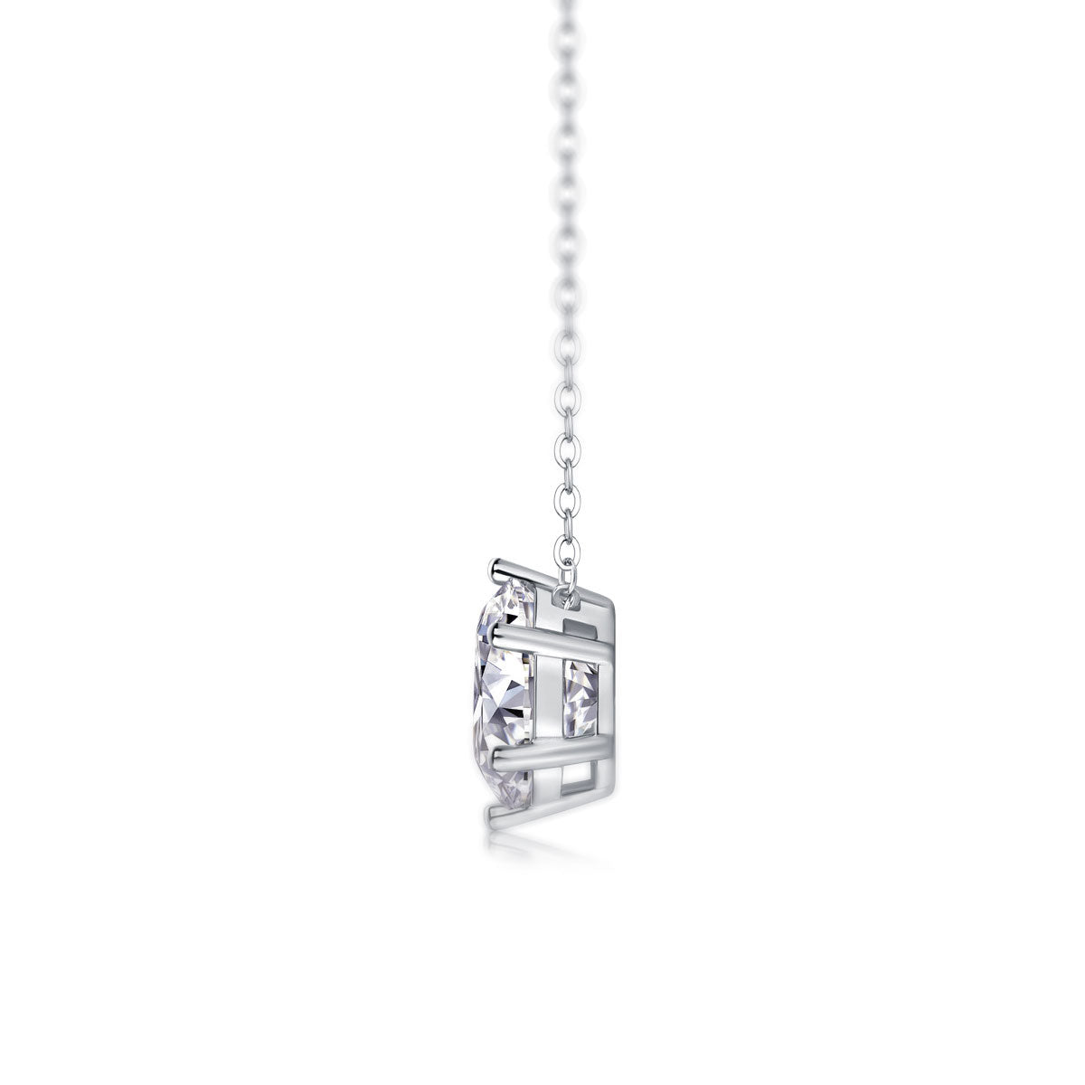 Round cut Moissanite 925 Sterling Silver Necklace