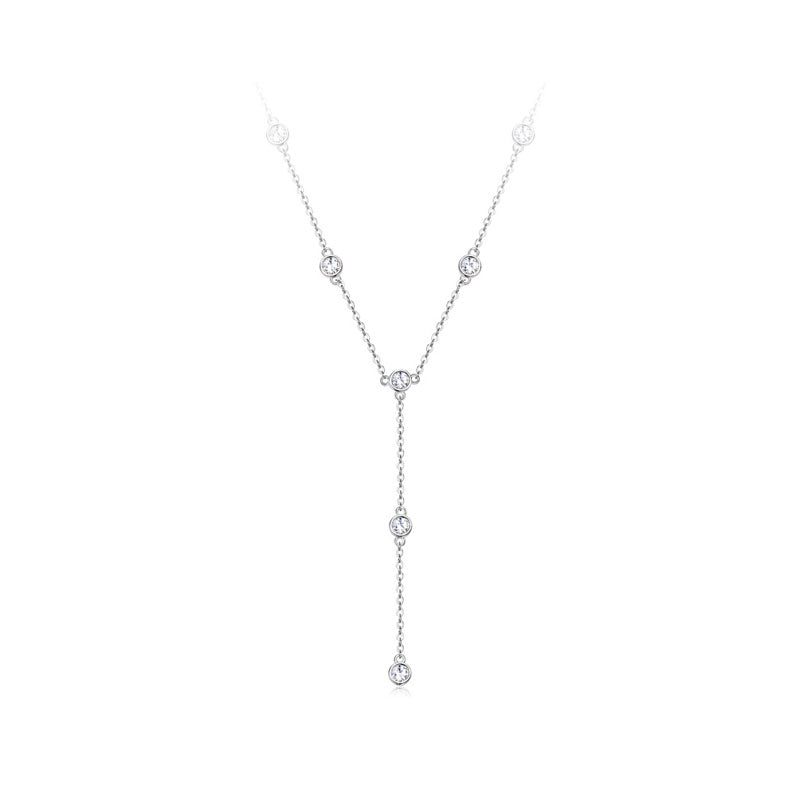 Sterling Silver Y Necklace, Moissanite Jewelry