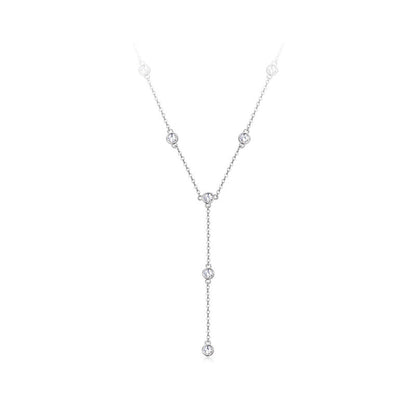 Sterling Silver Y Necklace, Moissanite Jewelry