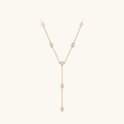 Moissanite Station Necklace, Sterling Silver Necklace