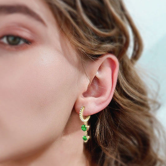 Pavé Moissanite Emerald Earrings ;Lab-grown Emerald Earrings