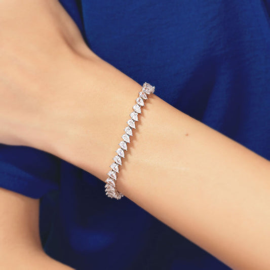 Moissanite bracelet worn on hand