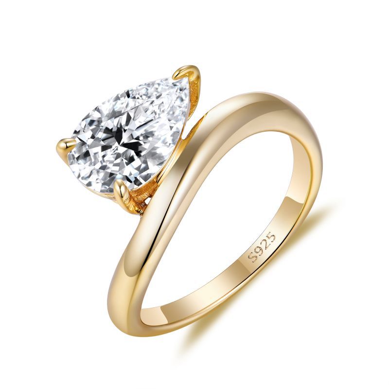 gold Vintage Pear Moissanite Ring