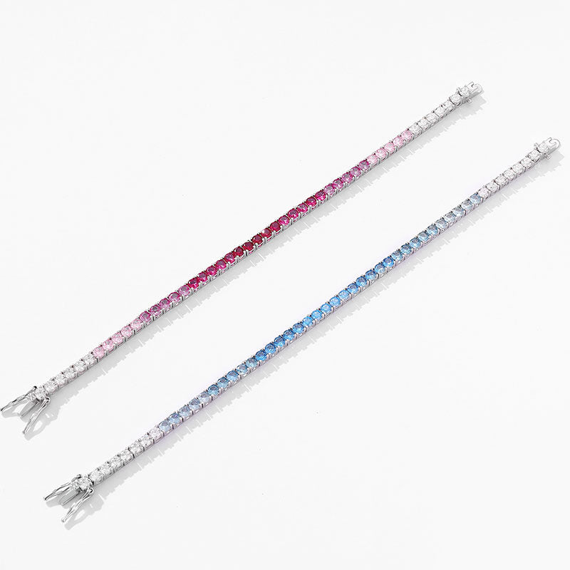 Pink & Blue Gradient Sapphire Tennis Bracelet