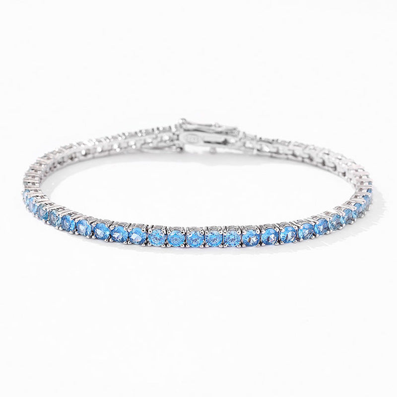 blue Sapphire Tennis Bracelet Synthetic Spinel