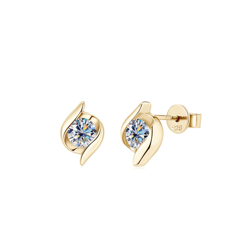 Moissanite earrings with 18K gold plating
