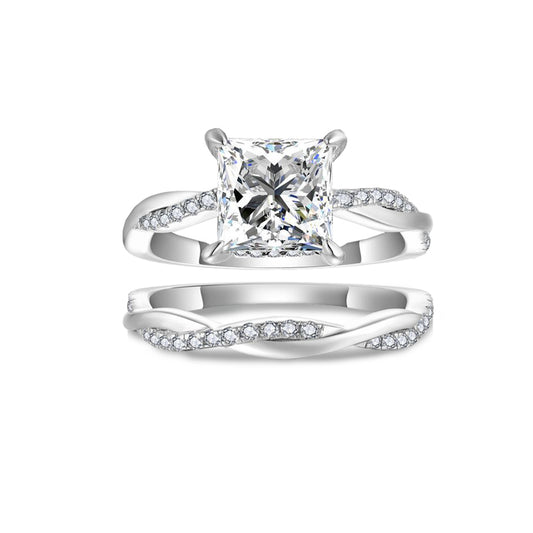 CELIA Princess Cut Twisted Vine Nature Inspired moissanite Wedding Set