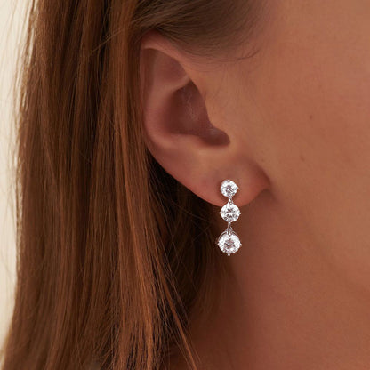 Three Stone Earrings Timeless Elegance