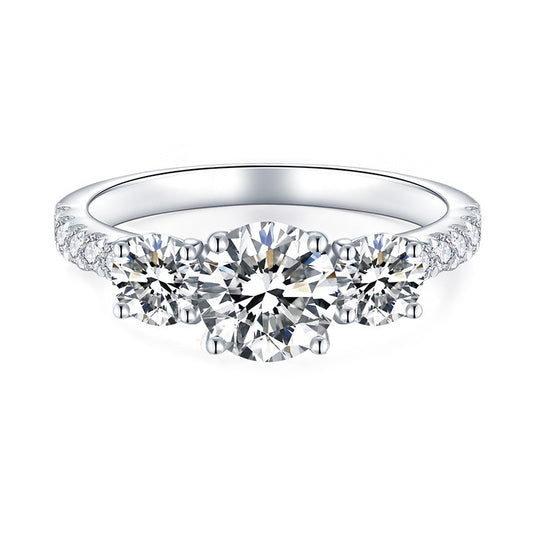 three stone moissanite engagement ring