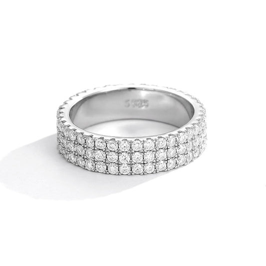 Triple Row Moissanite Eternity Ring