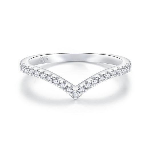 v shaped ring silver