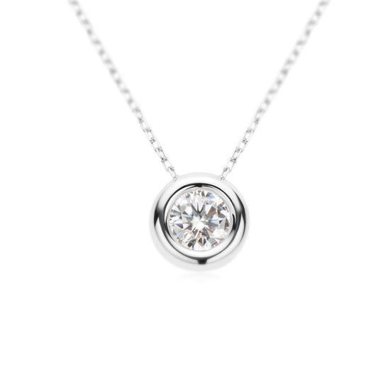 Minimal Bezel Moissanite Pendant Solitaire Moissanite Pendant