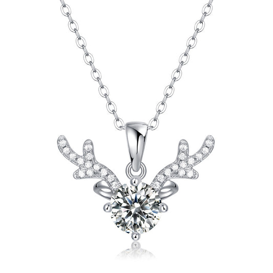 Round Cut Moissanite Necklace Christmas Jewelry