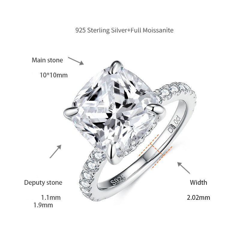 Cushion Cut Moissanite ring detail