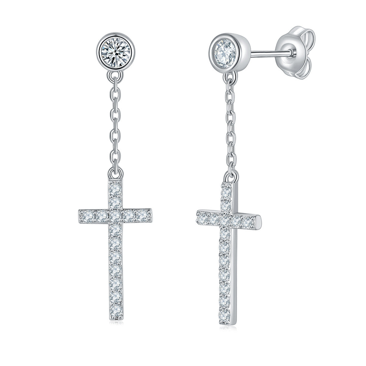 Cross moissanite Earrings 