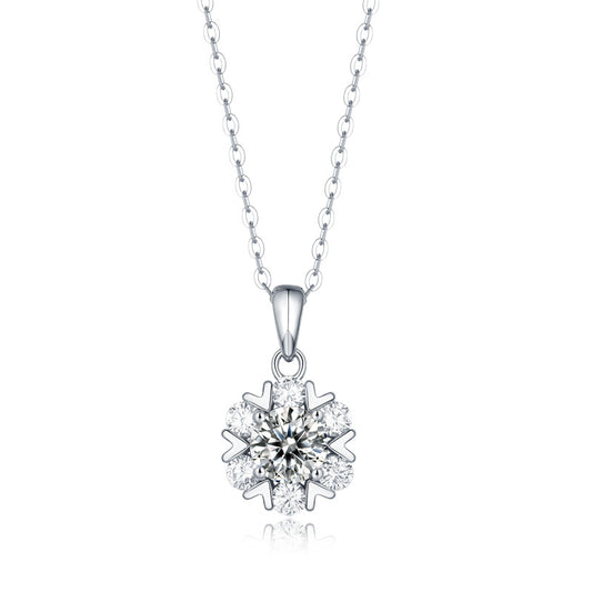 Snowflower Pendant moissanite Necklace