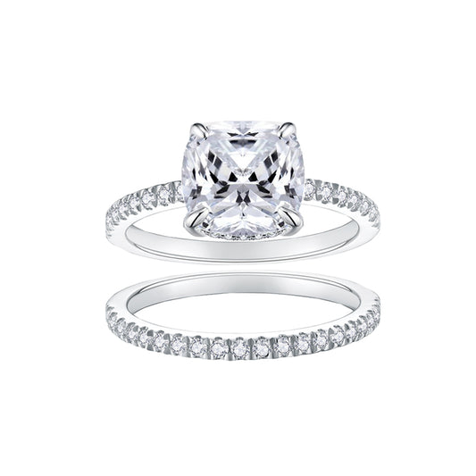 Cushion Cut moissanite Wedding Set stacking ring