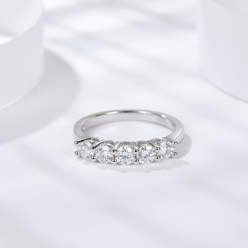 moissanite 5 stone ring moissanite wedding band ring