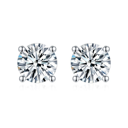  four-prong moissanite stud earrings. round cut  moissanite earrings four-prong