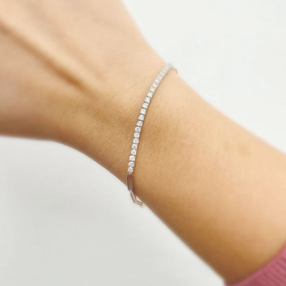 Half and Half paperclip bracelet Moissanite paperclip bracelet