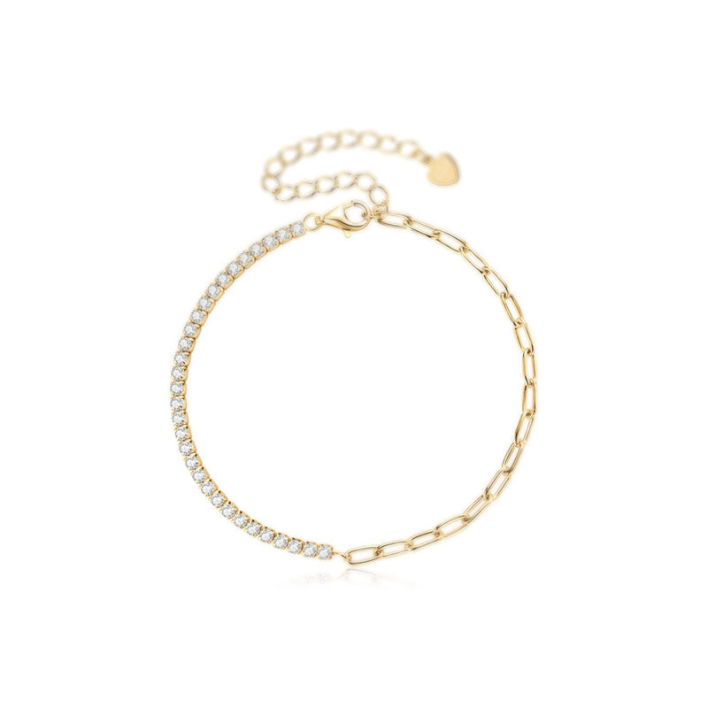 Elegant paperclip bracelet Modern Moissanite bracelet 18K Gold