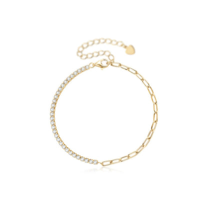 Elegant paperclip bracelet Modern Moissanite bracelet 18K Gold